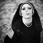 Nun with cigarette by maille91