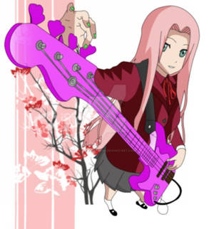 Sakura Haruno playing guitar