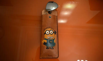 Leather glasses case Minion themed