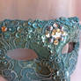 Green Lace Mask with Gems