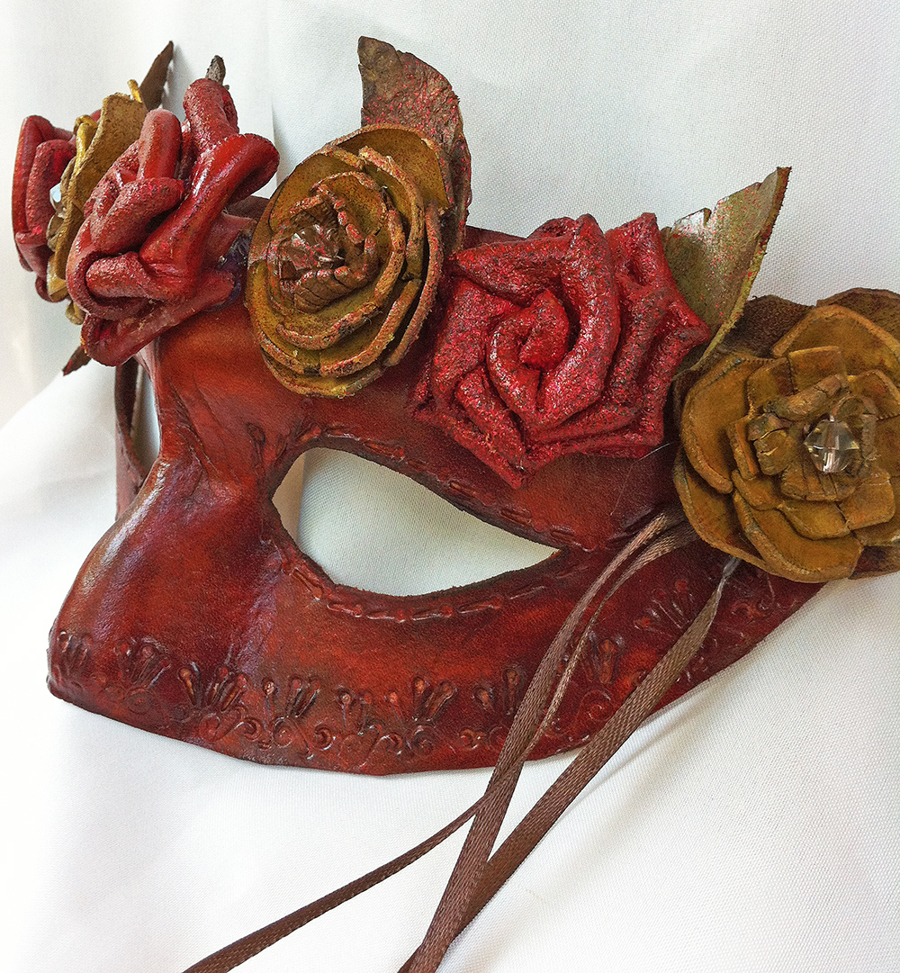 Woodland Rustic Leather Rose-Flower Mask