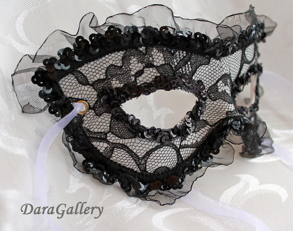 French Maid Lace and Leather Mask