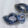 Blue and Silver Brocade Couples Masks