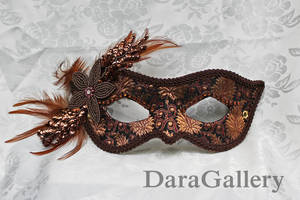 Bronze Brocade Masquerade Mask