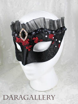 Black Satin Red Roses Mask