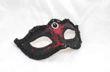 Black Satin and Red Rose Mask