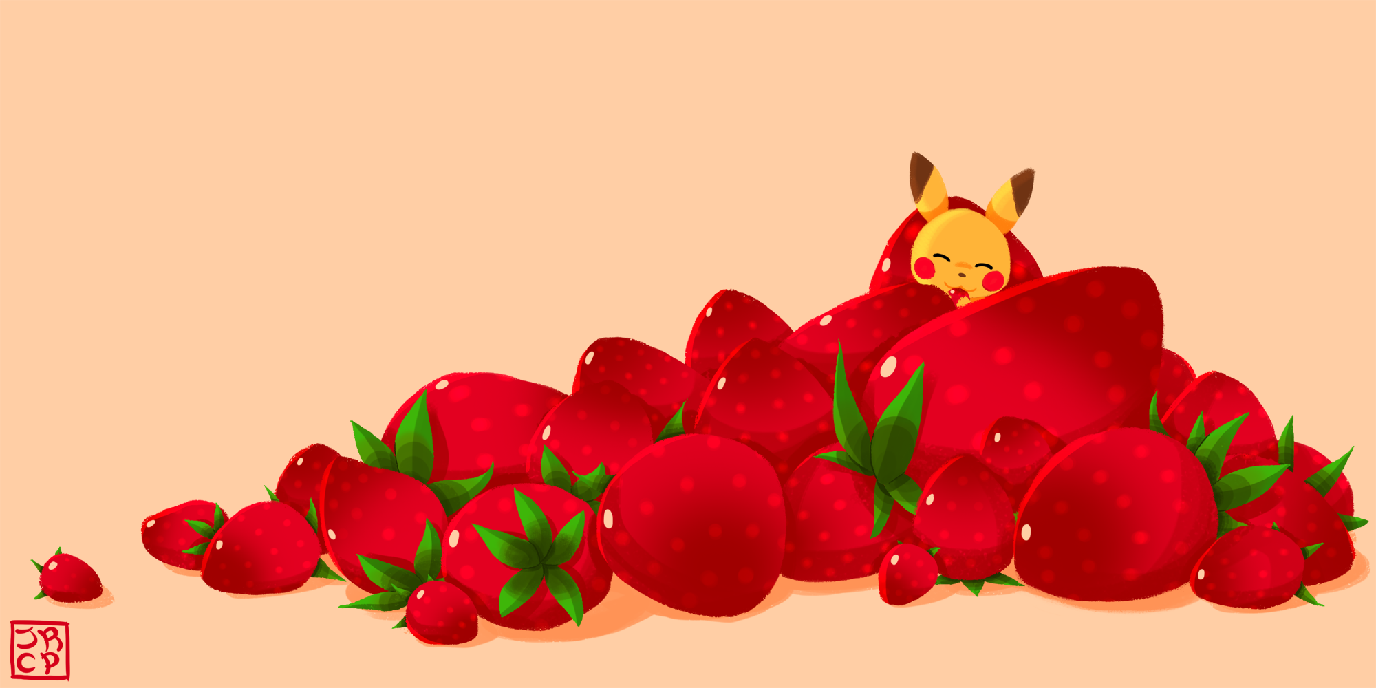 Pikachu and Strawberries