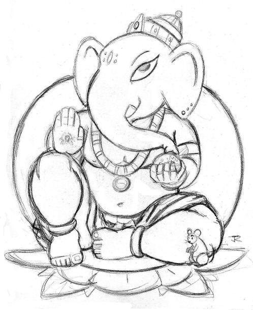 Ganesha Line Drawing Set Graphic by D77 · Creative Fabrica
