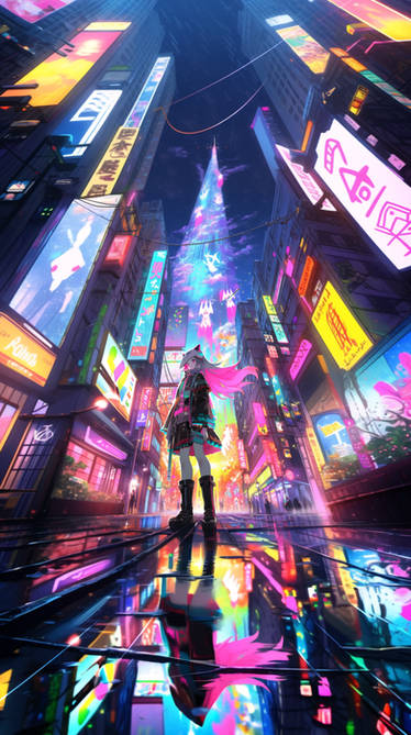 Cyberpunk Girl Neon Colors Mobile Wallpaper 2 by gam3sd3an on DeviantArt