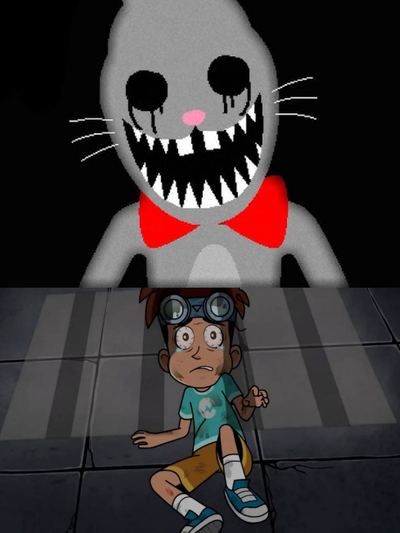 Nicky Roth scares over Mr Hopp by TheBlueHandsomeGuy on DeviantArt