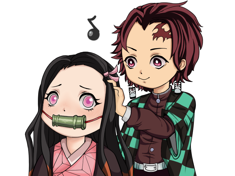 tanjiro and nezuko chibi render by Rivayno on DeviantArt