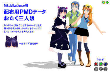 MMD 0taku 3 girls