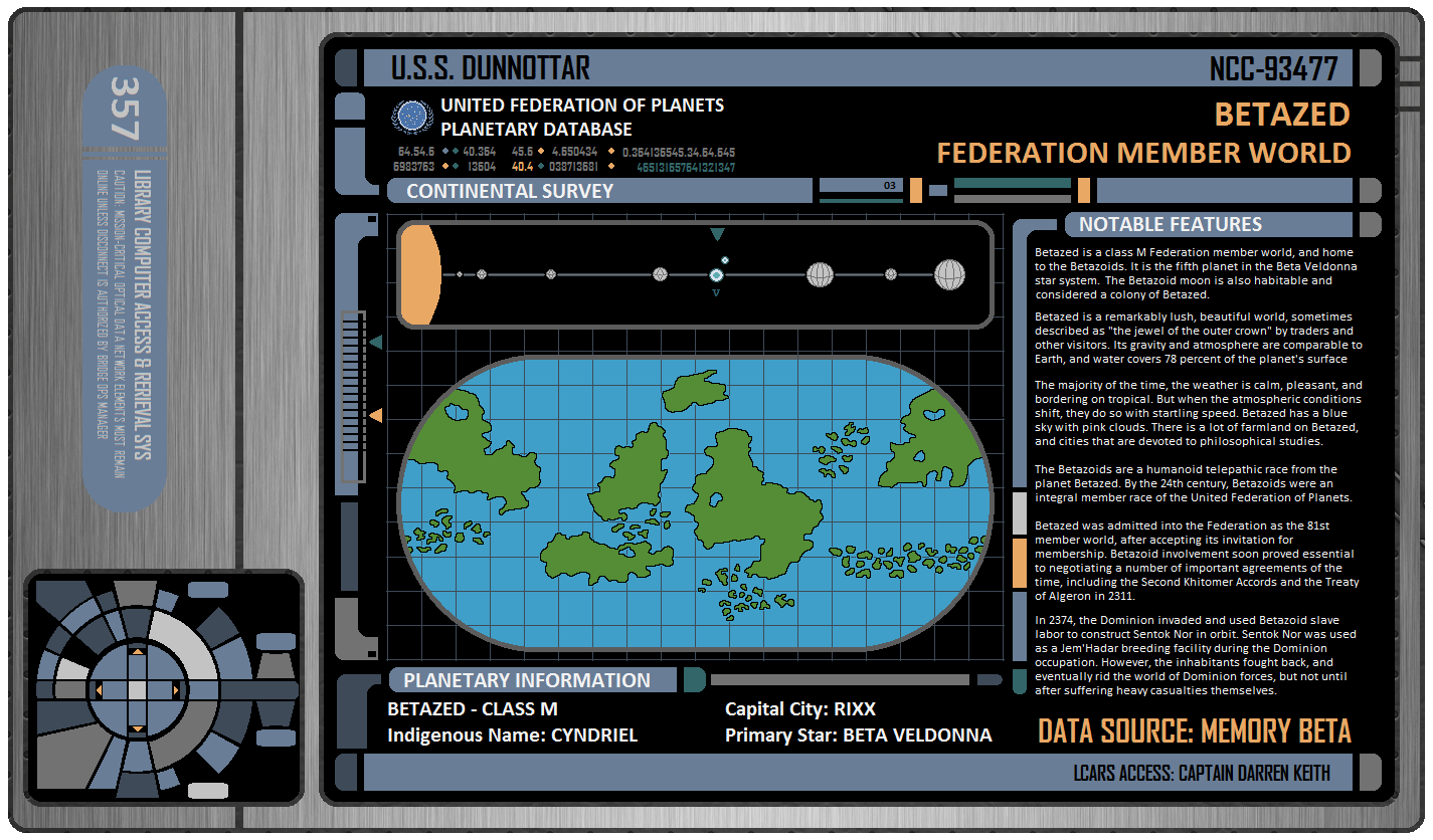 Deviantart Dt Base ST: DTR PADD Planetary Database Betazed by DKeith357 on DeviantArt