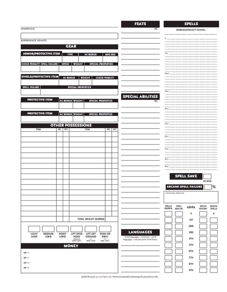 Dnd Character Sheet Fillable Reddit
