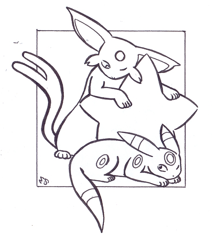 Star - Espeon Umbreon.lineart.