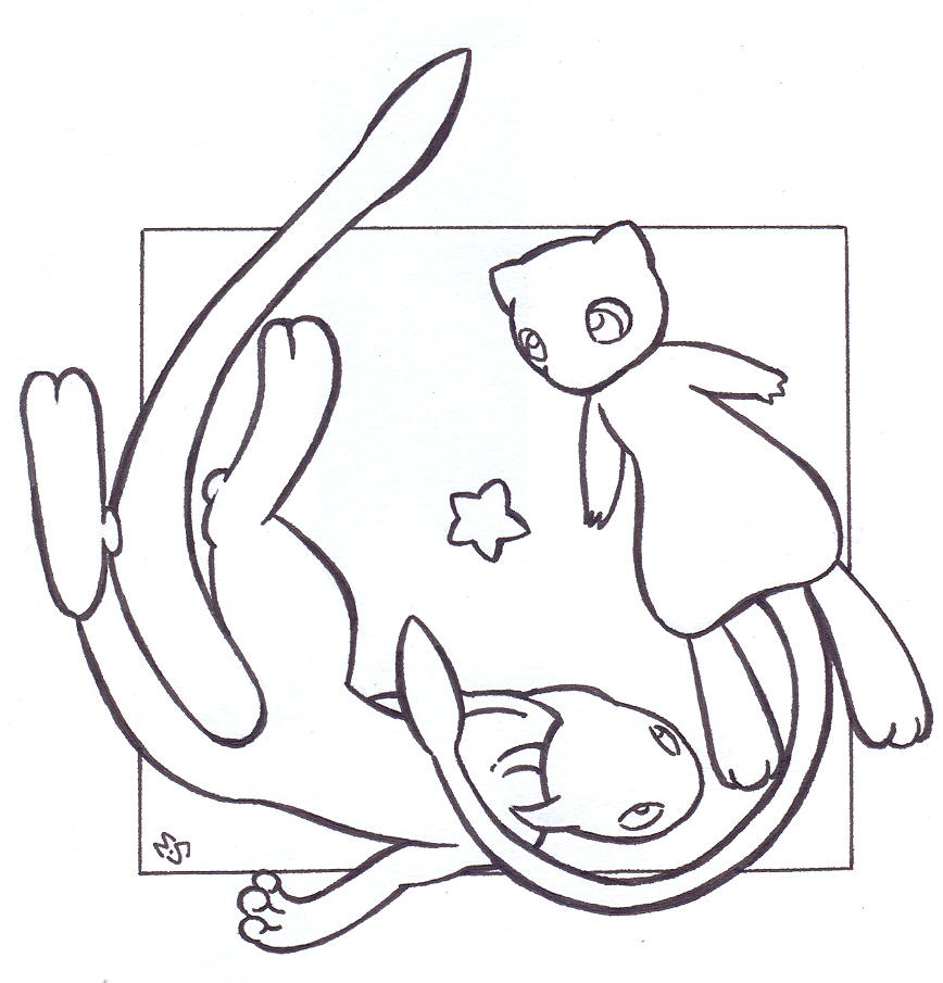 Star - Mew Mewtwo .:lineart:. by Fluna on DeviantArt