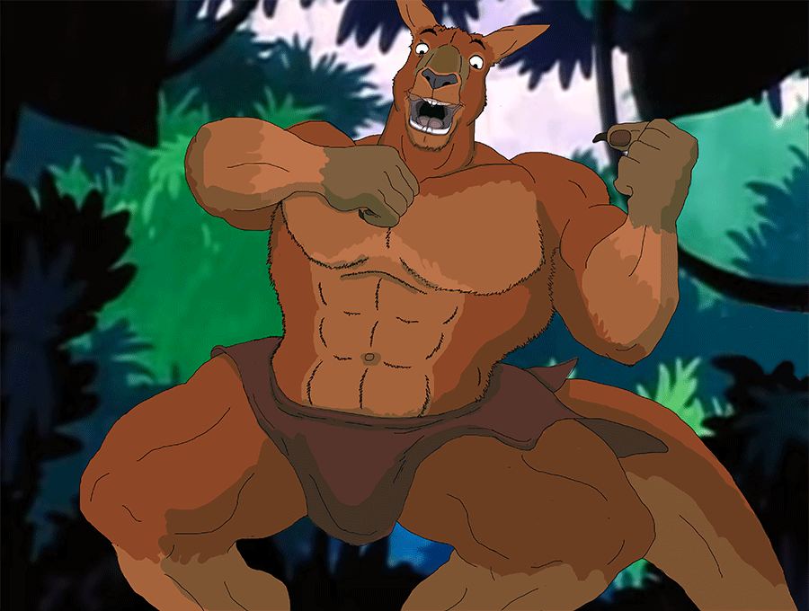 Tarzan Bruce pounding his chest, animated GIF