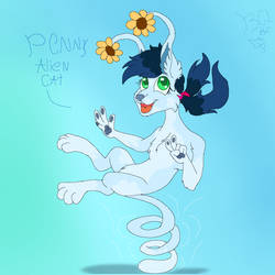 Penny the alien cat likes jump on har tail