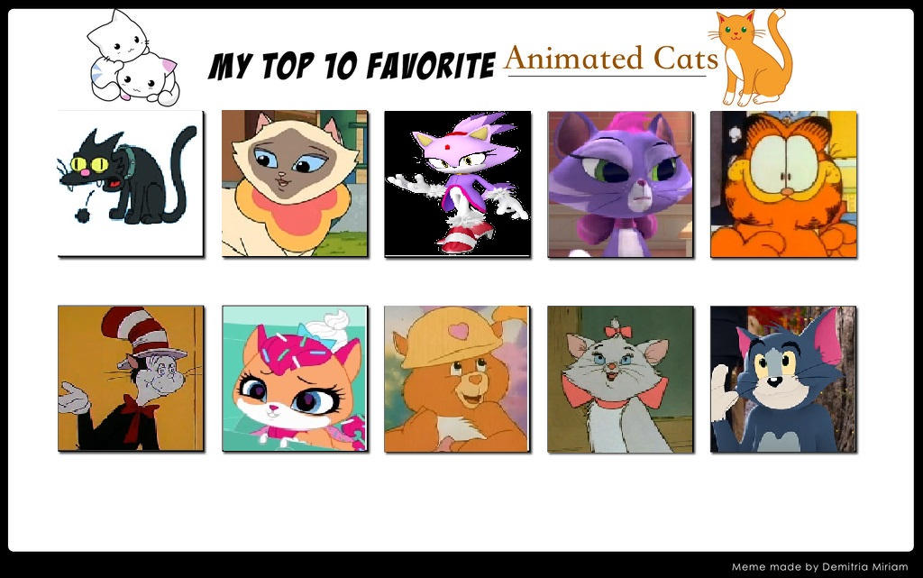 My top 10 favorite animated cats by Starkeyfan8942 on DeviantArt