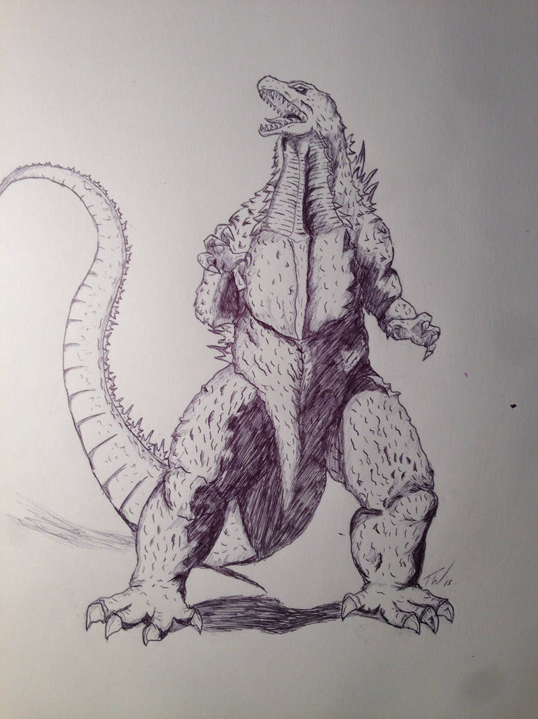 Godzilla (Pen) by WrightOnTime on DeviantArt