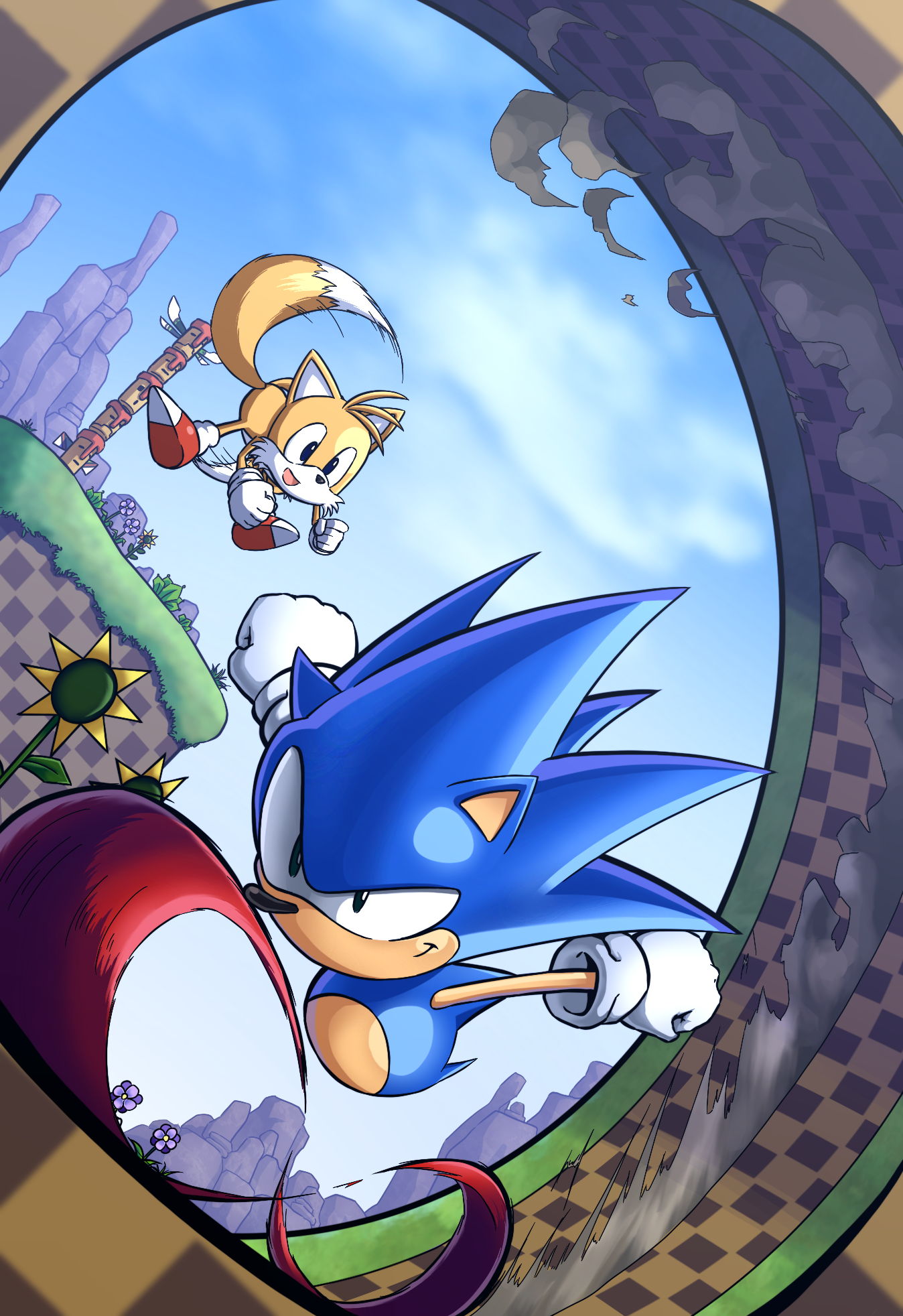 Sonic And Tails In green hill zone - Desenho de thesingleanimation