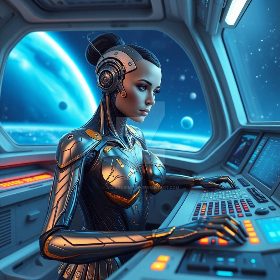 Cyborg Crewmate Cyborg handling the spaceship by AgentNirmites on DeviantArt