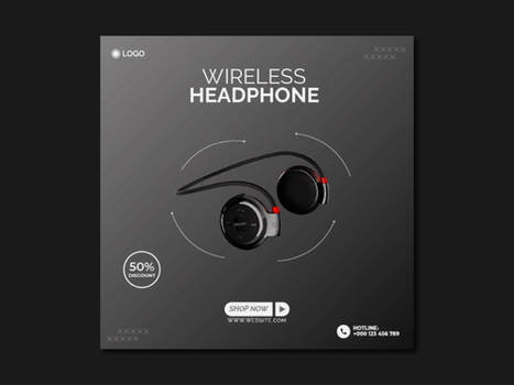 Headphone Sale Social Media Post Template Design