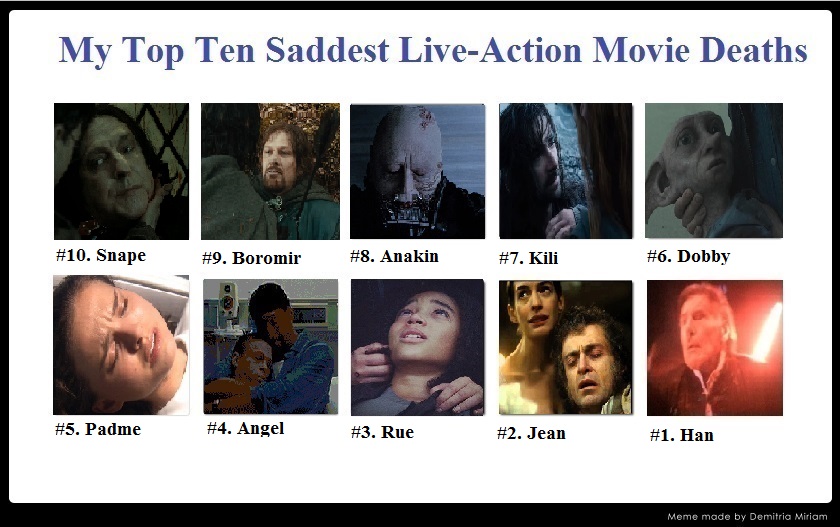 Top Ten Saddest Live-Action Movie Deaths