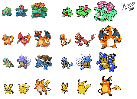 Pokemon Sprite Recolours -All Stages- by KayJayComicArt on DeviantArt