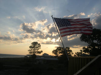 Sunset and Flag