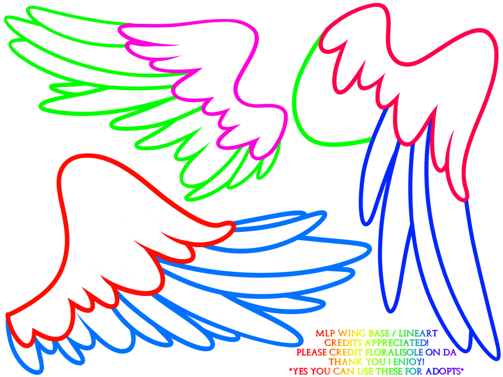 MLP Wing Base Lineart Free 2 Use by Floralisole by Floralisole on