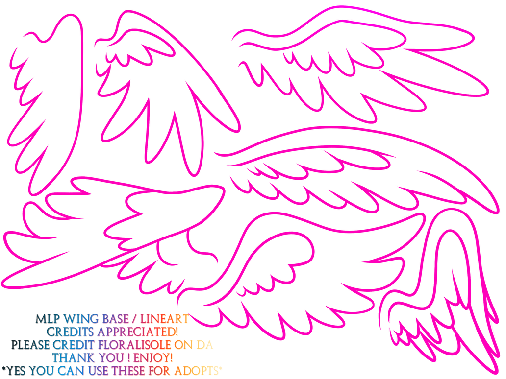 MLP Wing Base Lineart Free 2 Use by Floralisole by Floralisole on