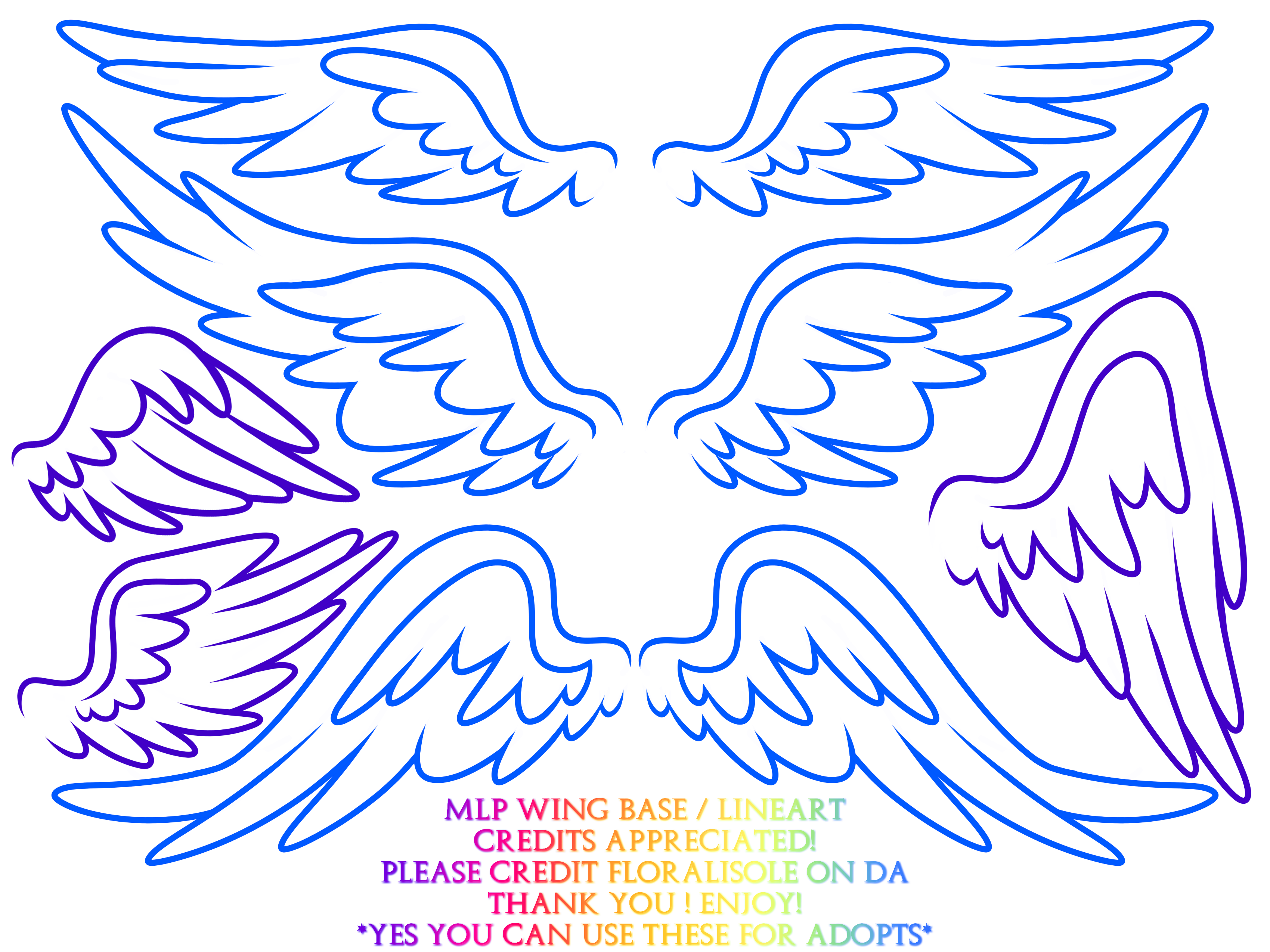 MLP Wing Base Lineart Free 2 Use by Floralisole by Floralisole on