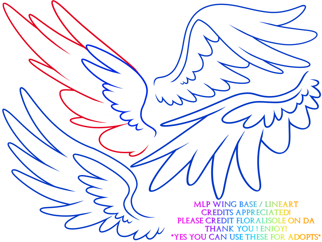 MLP Wing Base Lineart Free 2 Use by Floralisole by Floralisole on