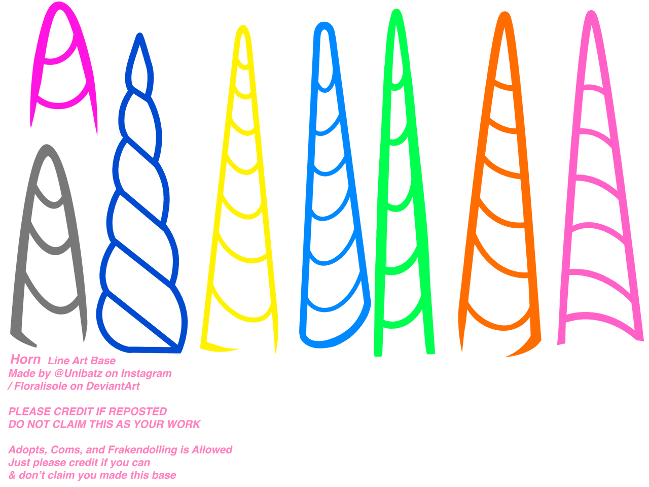 MLP Line Art Horn Bases 1 by Floralisole on DeviantArt