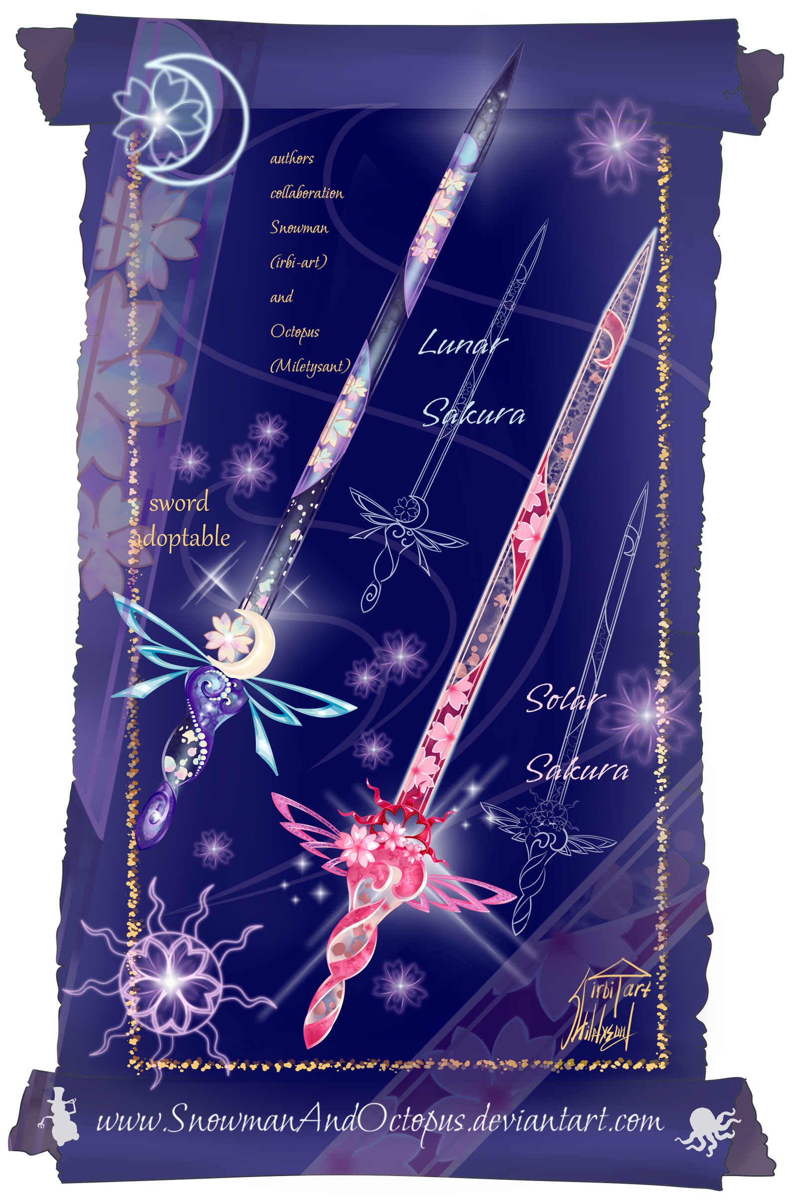 Solar Sword Ran CLOSED Sakura Lunar Solar swords adopt NOT AI by SnowmanAndOctopus on ...