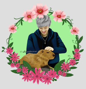 Daehyun with a Capybara for sera-chyeah