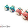 Kawaii whale earrings, animal polymer clay earring