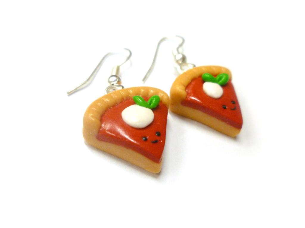 Kawaii Italian pizza earrings - clay earrings