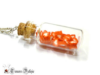 Heart Bottle Necklace, bottle necklace with hearts