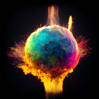 colorful fireball explosion