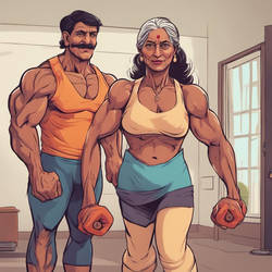 Mature Indian woman with muscles stronger than hus