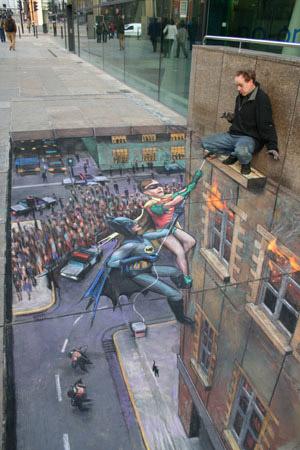 pavement art batman and robin