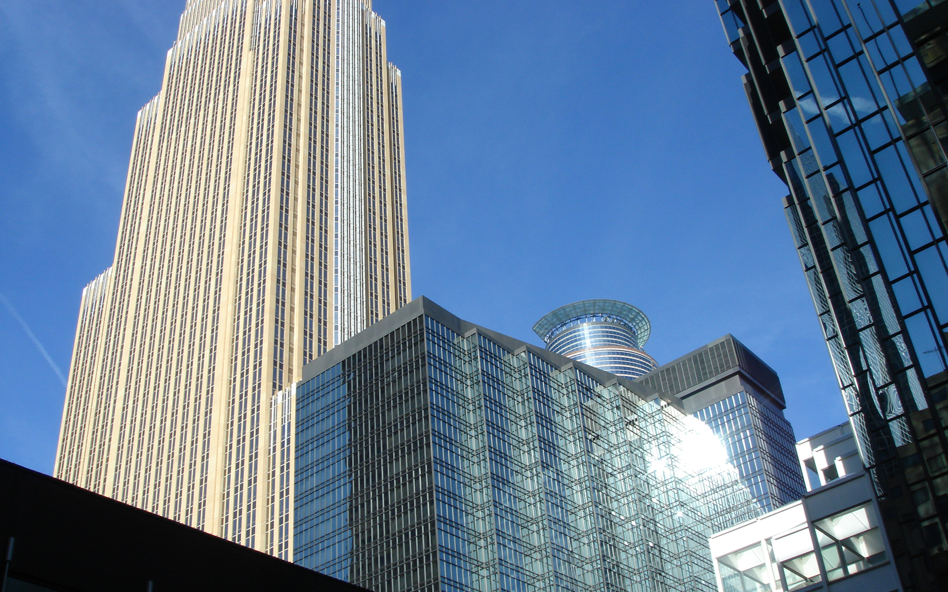 looking up at the city