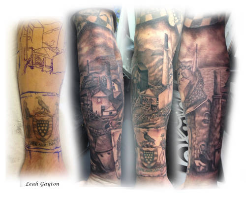 Cornish Mining Half Sleeve Tattoo