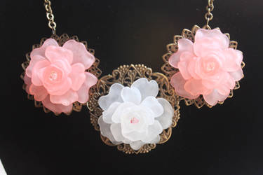 Roses and Filigree Floral Necklace