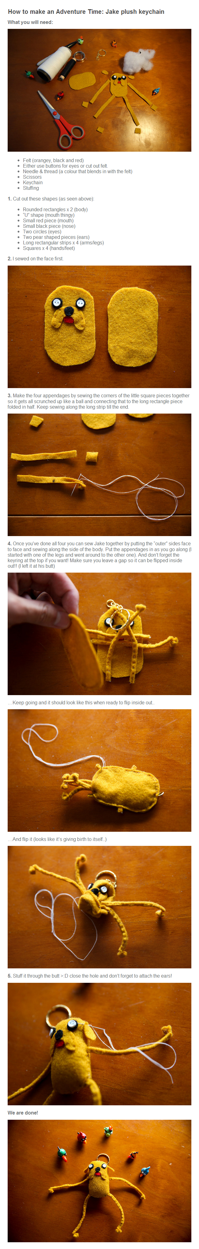 Adventure Time - Jake plush keychain tutorial