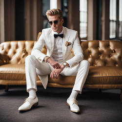 Businessman Young Blond Wearing Golden Jewelry Whi