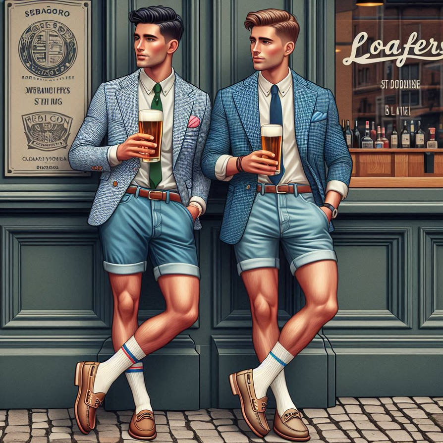 Preppy Rafa 2 preppy guys front 'Loafers' bar (02) by Golouboi on DeviantArt