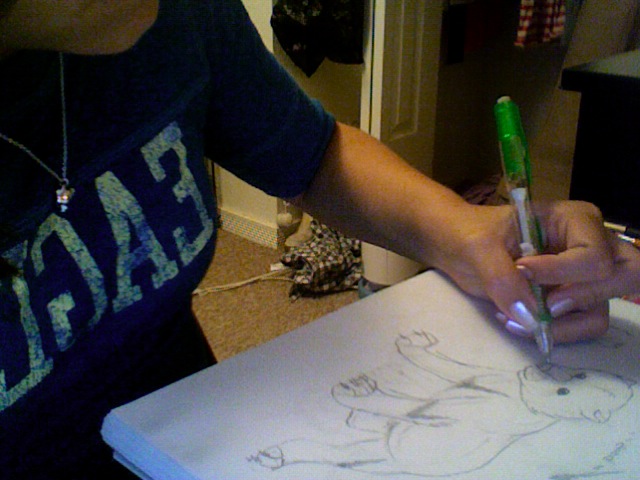 Sam drawing some stuff